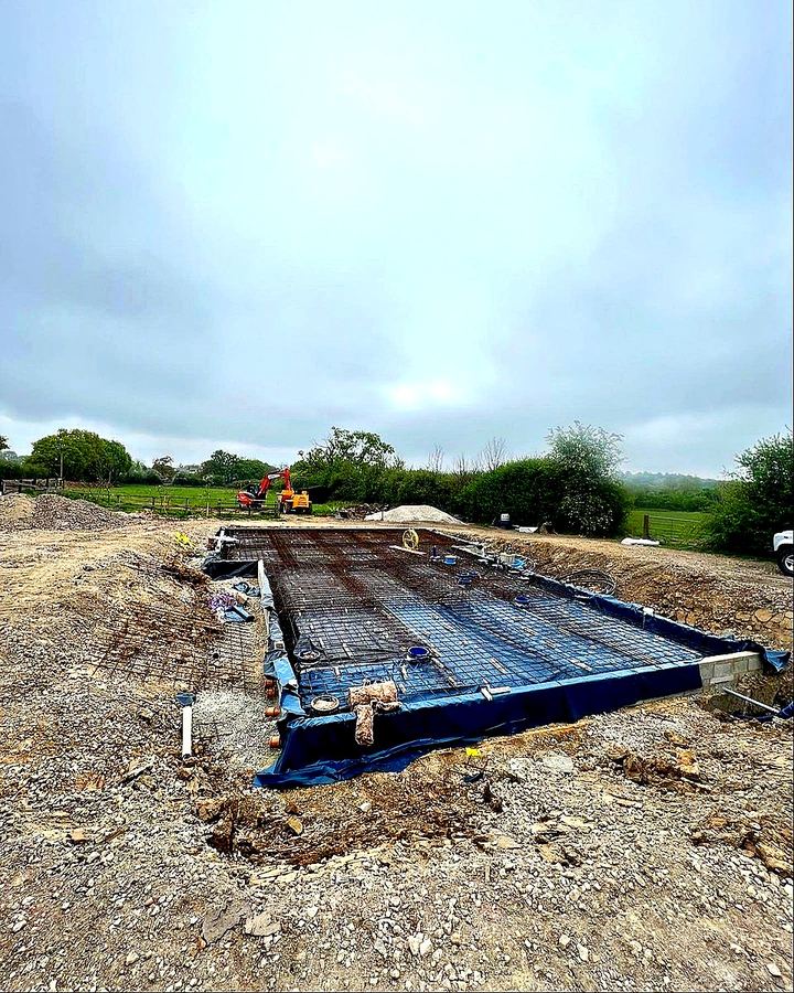 Rebar mesh and DPM membrane laid across prepared slab formation, Essex Dan-Wood groundworks